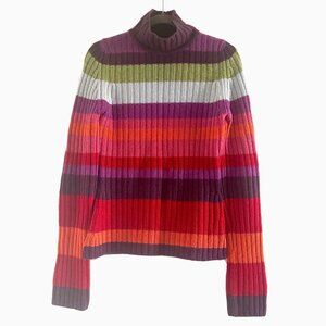 Cashmere Studio 100% Cashmere Rainbow Stripe Mock Neck Sweater